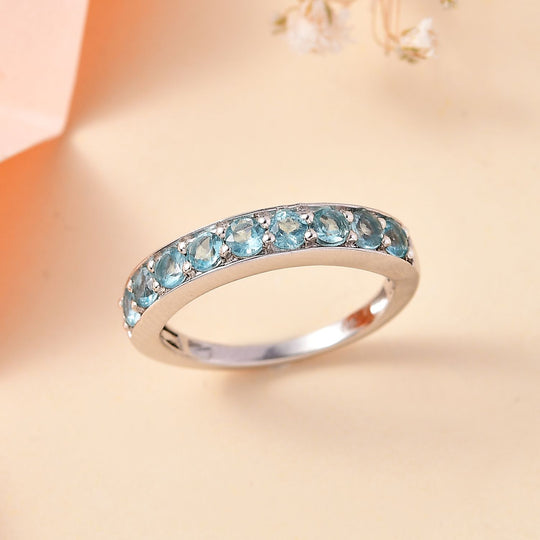 Paraiba-Apatit Ring 925 Silber platiniert ca. 0,86 ct
