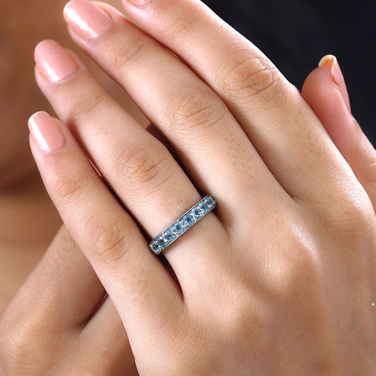 Paraiba-Apatit Ring 925 Silber platiniert ca. 0,86 ct