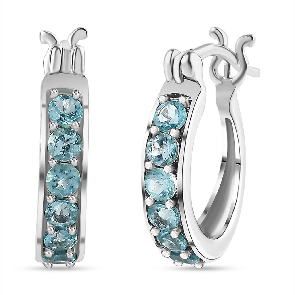 Paraiba-Apatit Ohrringe 925 Silber platiniert ca. 0,95 ct.