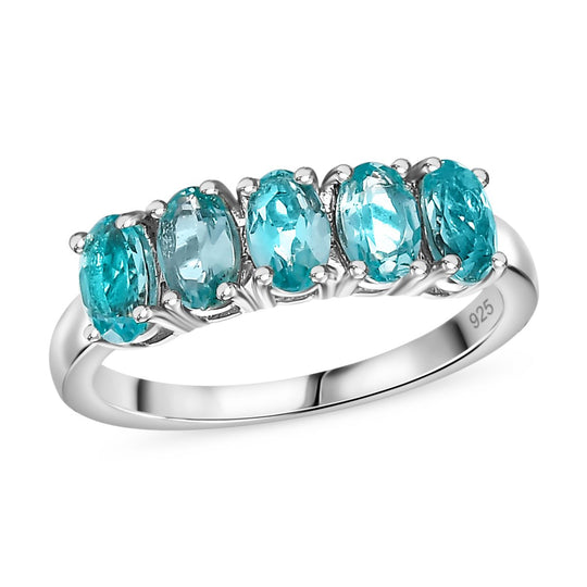Paraiba-Apatit Ring 925 Silber platiniert ca. 1,14 ct