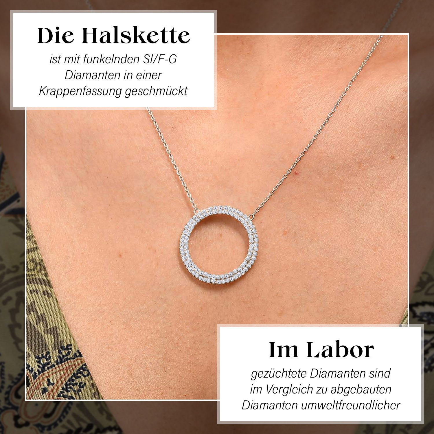 Im Labor gewachsener Diamant SI/F-G Halskette ca. 45 cm 925 Silber ca. 1.00 ct