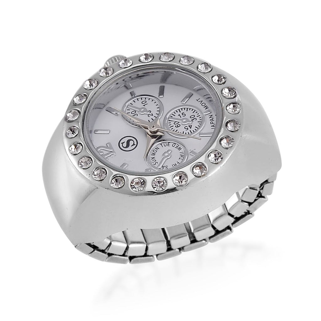 Weißer Kristall Uhren Flexibles cm Reiner Edelstahl ca. 0,01 ct.