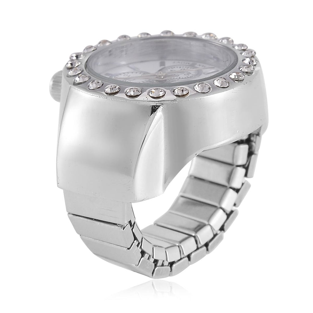 Weißer Kristall Uhren Flexibles cm Reiner Edelstahl ca. 0,01 ct.