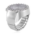 Weißer Kristall Uhren Flexibles cm Reiner Edelstahl ca. 0,01 ct.