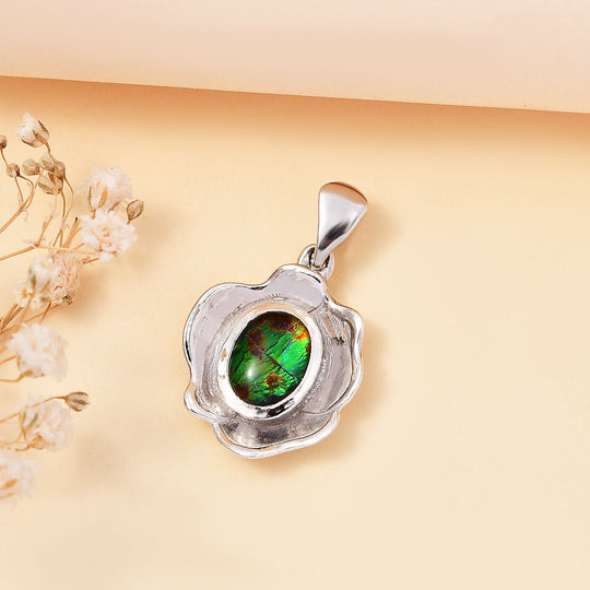 Ammolit Anhänger 925 Silber rhodiniert ca. 1,68 ct.