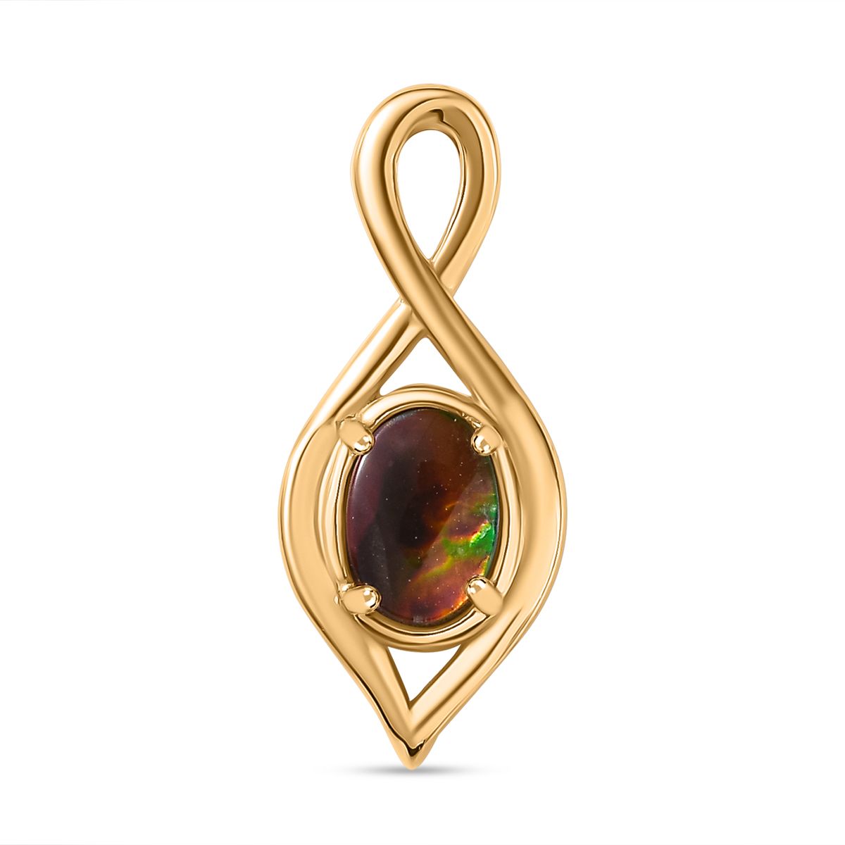 Ammolit Anhänger 925 Silber 750 Gelbgold Vermeil ca. 0,78 ct.