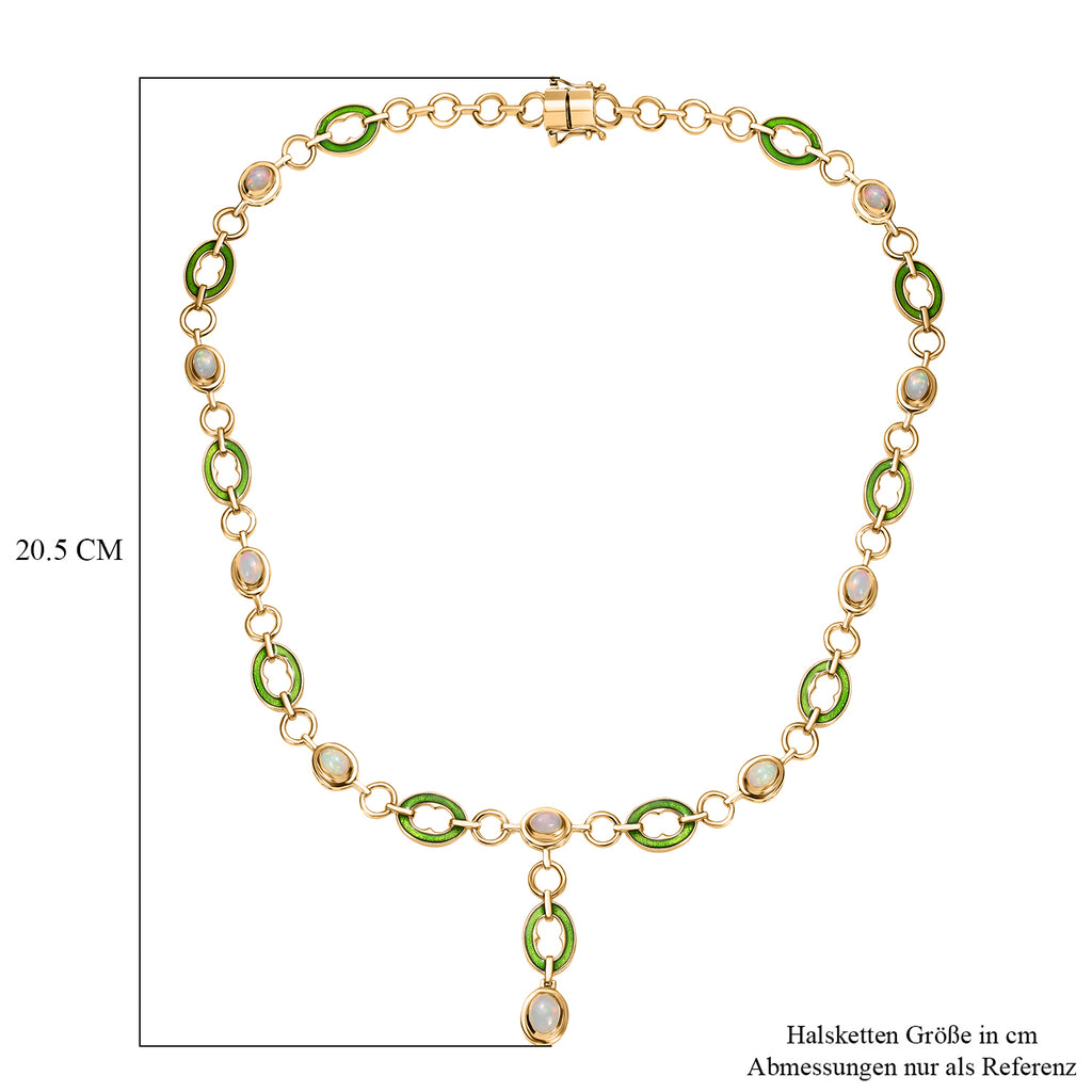 AA Natürlicher, äthiopischer Welo Opal Halskette ca. 45 cm 925 Silber 750 Gelbgold Vermeil ca. 2.73 ct
