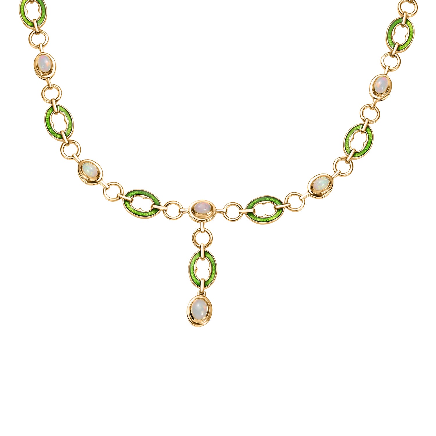 AA Natürlicher, äthiopischer Welo Opal Halskette ca. 45 cm 925 Silber 750 Gelbgold Vermeil ca. 2.73 ct