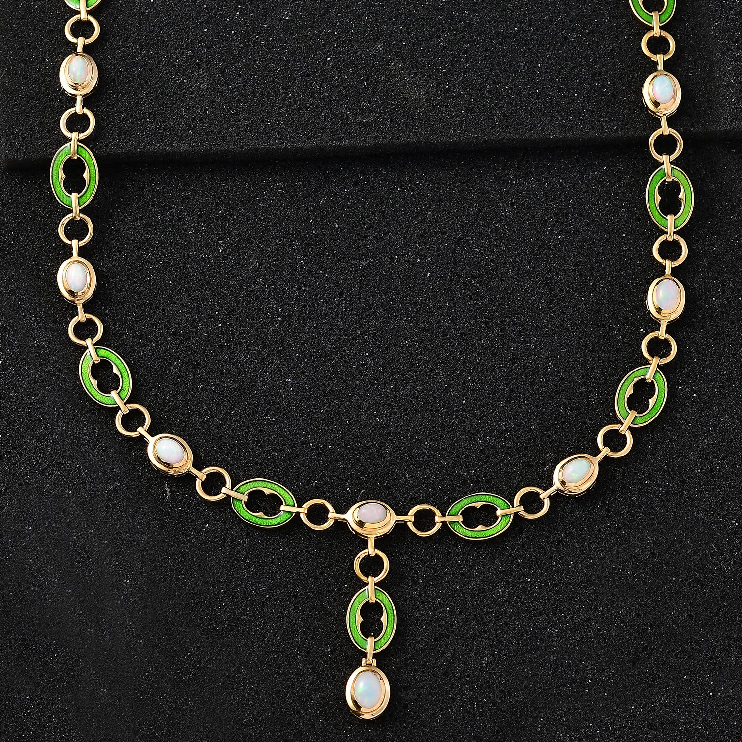 AA Natürlicher, äthiopischer Welo Opal Halskette ca. 45 cm 925 Silber 750 Gelbgold Vermeil ca. 2.73 ct