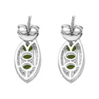 Natürlicher Chromdiopsid, Weißer Zirkon Ohrringe 925 Silber platiniert ca. 1,55 ct.