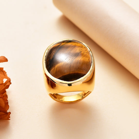 Tigerauge Ring Messing, ca. 33.26 ct