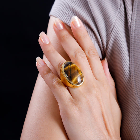 Tigerauge Ring Messing, ca. 33.26 ct