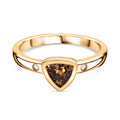 AA Natürlicher goldener Tansanit, Moissanit Ring 925 Silber 750 Gelbgold Vermeil (Größe 20.00) ca. 0,60 ct