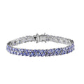 Tansanit Armband ca. 20 cm 925 Silber rhodiniert ca. 13,00 ct.