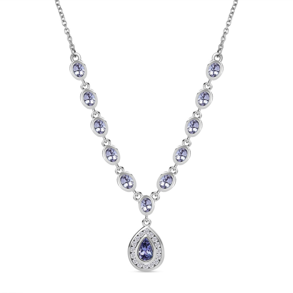 Tansanit Halskette ca. 45 cm 925 Silber rhodiniert ca. 2,58 ct.