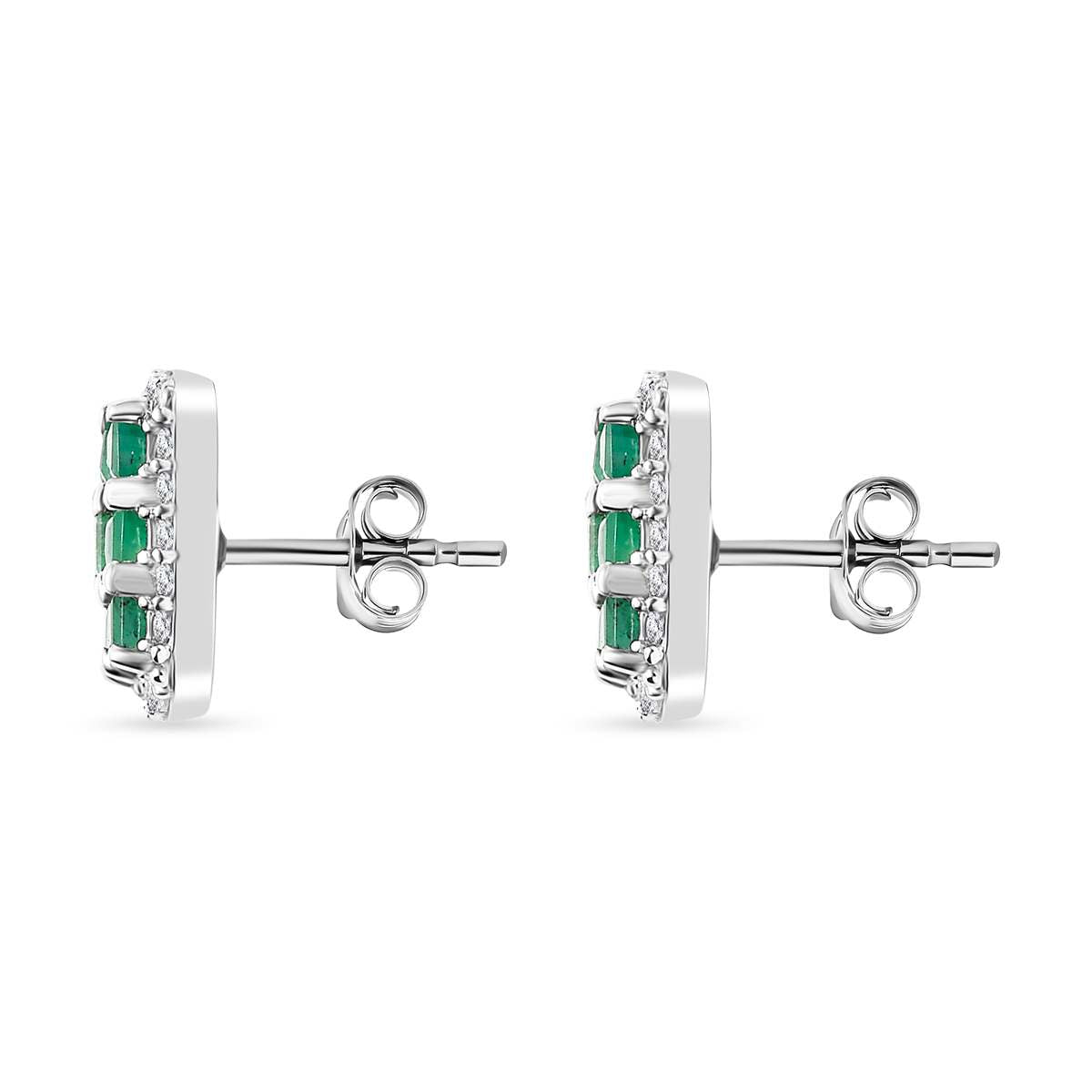 AAA Smaragd, Weißer Zirkon Ohrringe 925 Silber rhodiniert ca. 2.12 ct