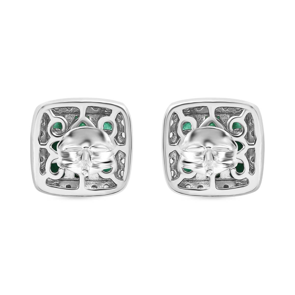 AAA Smaragd, Weißer Zirkon Ohrringe 925 Silber rhodiniert ca. 2.12 ct
