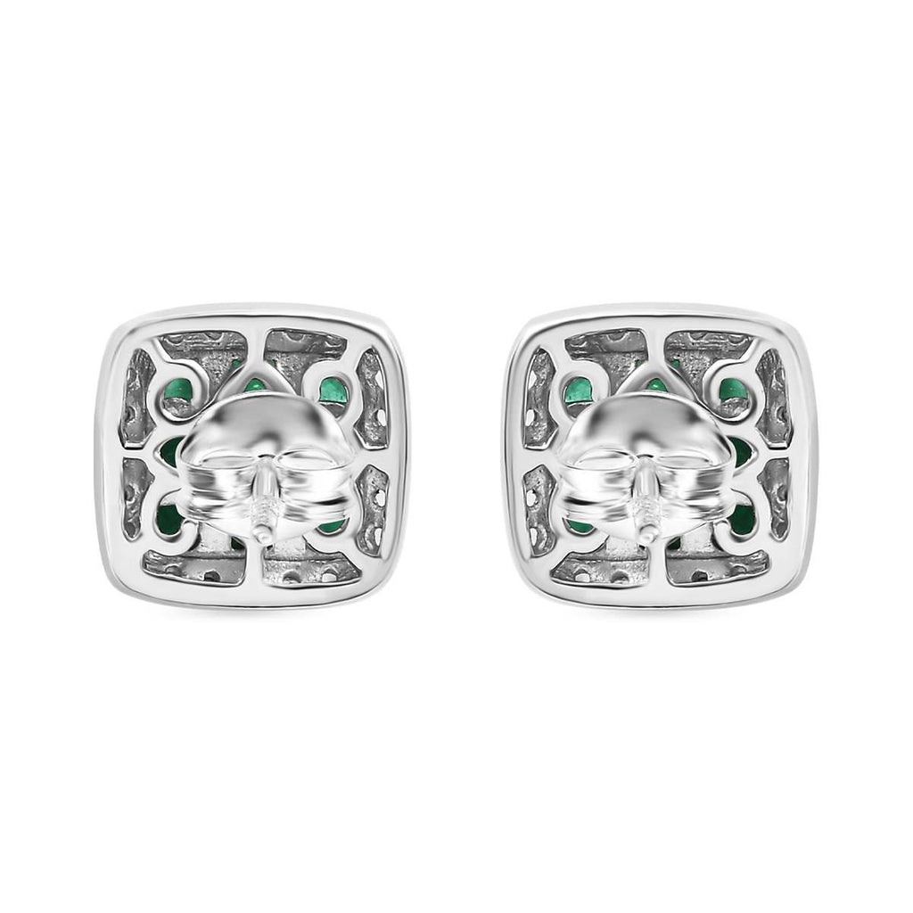 AAA Smaragd, Weißer Zirkon Ohrringe 925 Silber rhodiniert ca. 2.12 ct