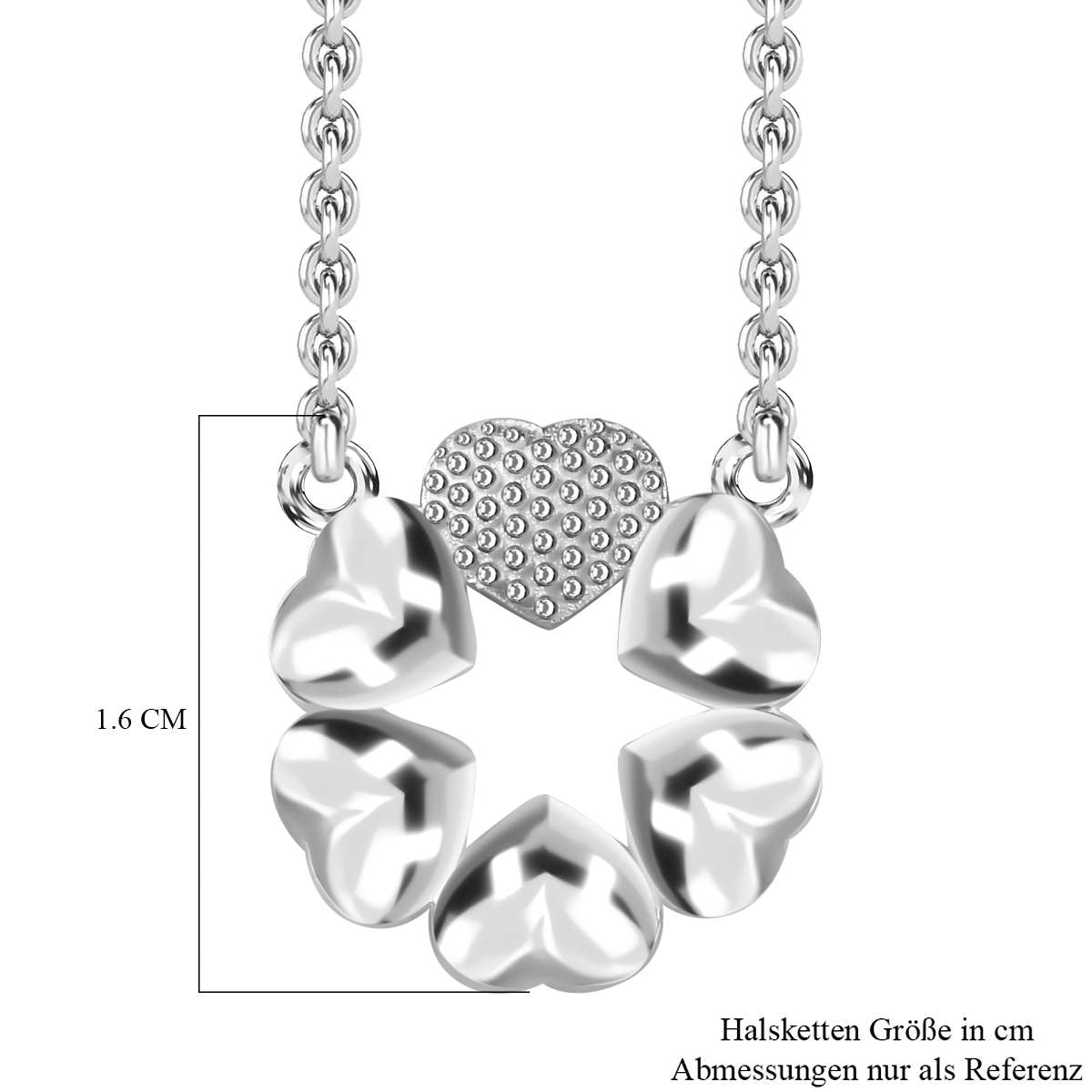 Herzdesign Anhänger 925 Silber mit Reiner Edelstahl kette ca. 45 cm ca. 2,58g