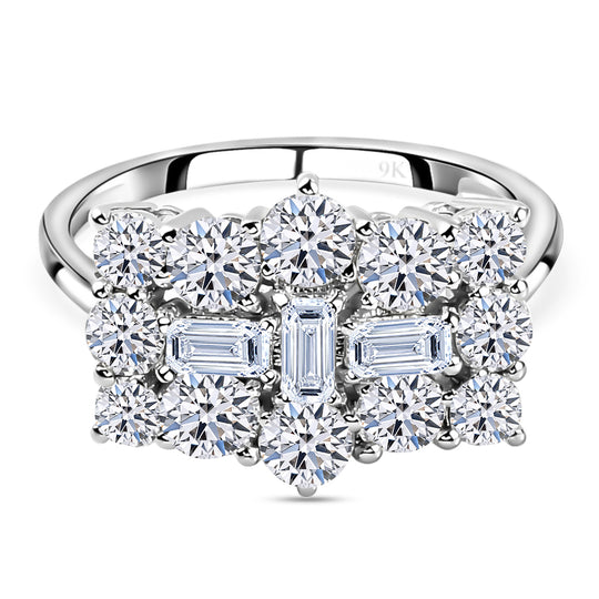 SGL zertifiziert Lab Grown Diamant (VS/E-F) Ring, 925 Silber rhodiniert (Größe 20.00) ca. 1.00 ct