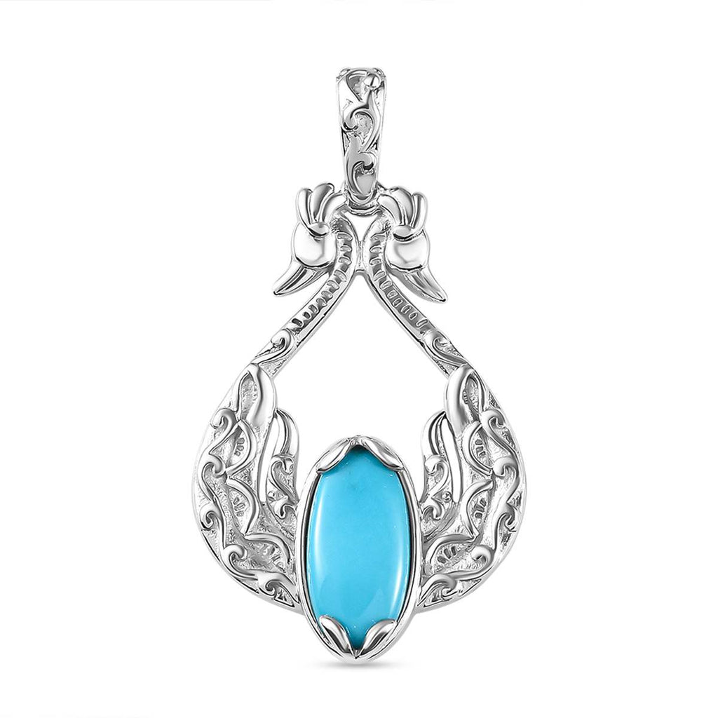 Sleeping Beauty Türkis Anhänger 925 Silber rhodiniert ca. 3,41 ct.