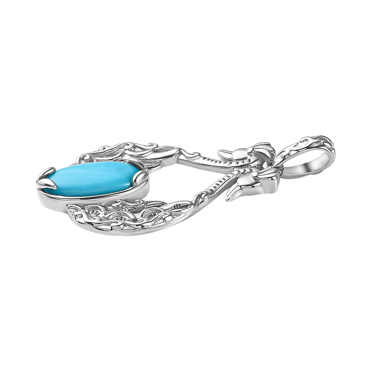 Sleeping Beauty Türkis Anhänger 925 Silber rhodiniert ca. 3,41 ct.