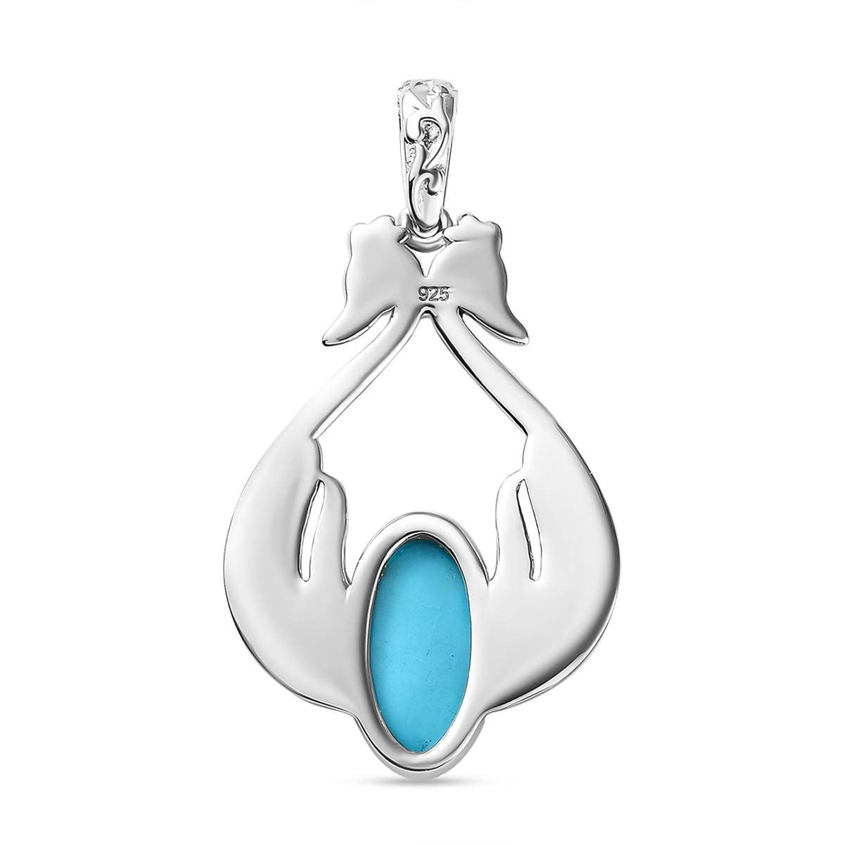 Sleeping Beauty Türkis Anhänger 925 Silber rhodiniert ca. 3,41 ct.