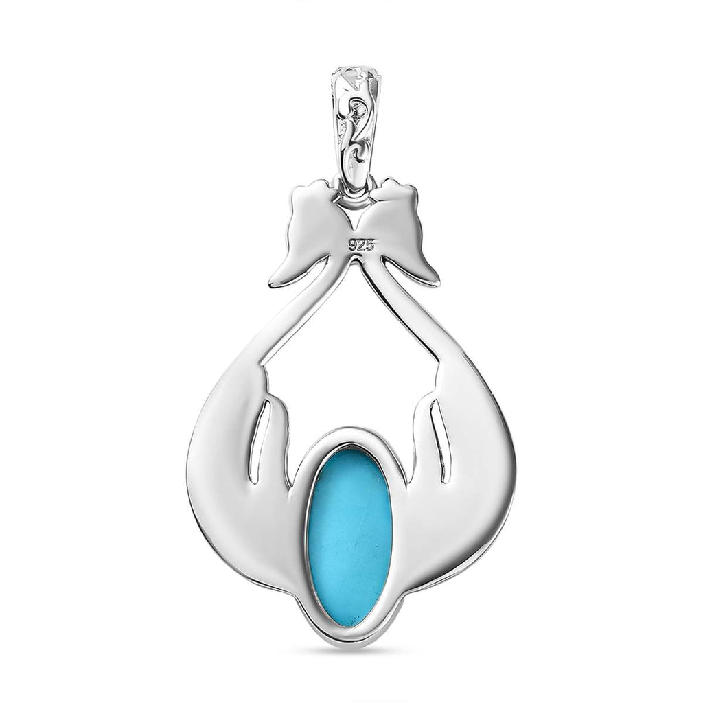 Sleeping Beauty Türkis Anhänger 925 Silber rhodiniert ca. 3,41 ct.