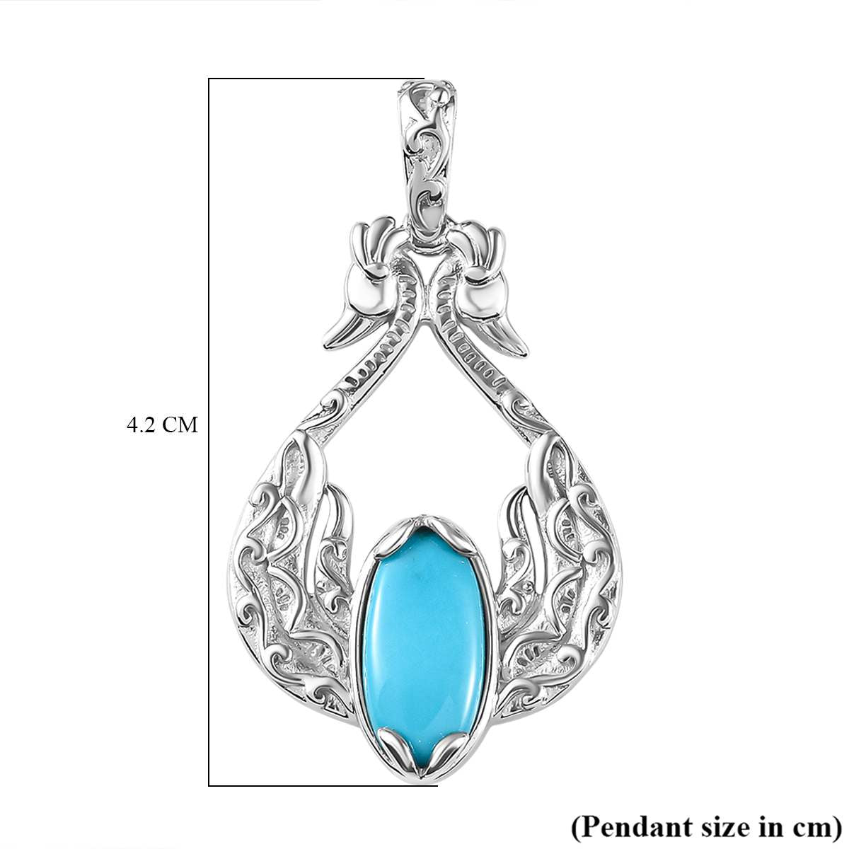 Sleeping Beauty Türkis Anhänger 925 Silber rhodiniert ca. 3,41 ct.