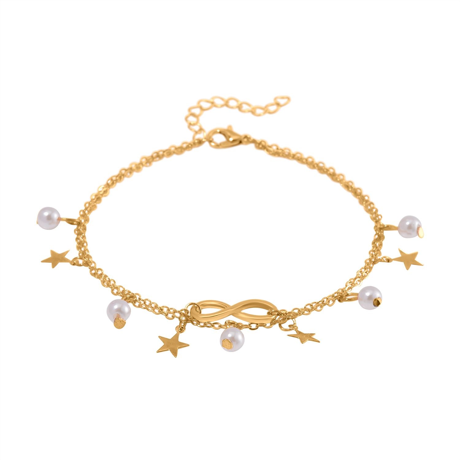 Kunststoff Perle Charm-Armband, 23+5cm, Messing