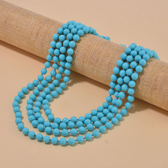 Sleeping Beauty Türkis farbe Muschelkernperle Kette in Blau, 255 cm