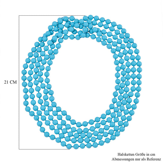 Sleeping Beauty Türkis farbe Muschelkernperle Kette in Blau, 255 cm