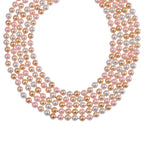 Mehrreihige Muschelkernperle in Gold, Rosa und weiß, 255 cm