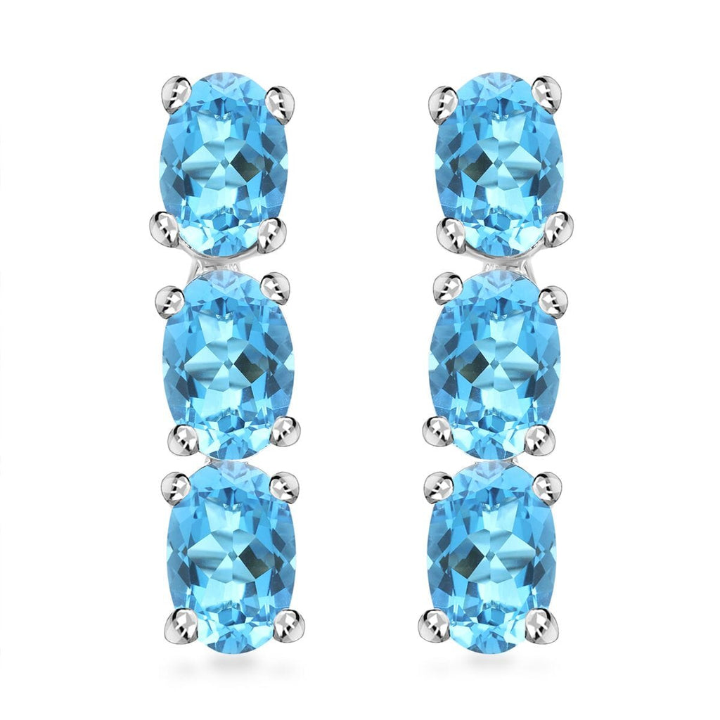 LUXORO zertifizierte und geprüfte AAA Santamaria Aquamarin Trilogie Ohrringe in 585 Weißgold - 2,40 ct.
