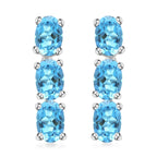 LUXORO zertifizierte und geprüfte AAA Santamaria Aquamarin Trilogie Ohrringe in 585 Weißgold - 2,40 ct.