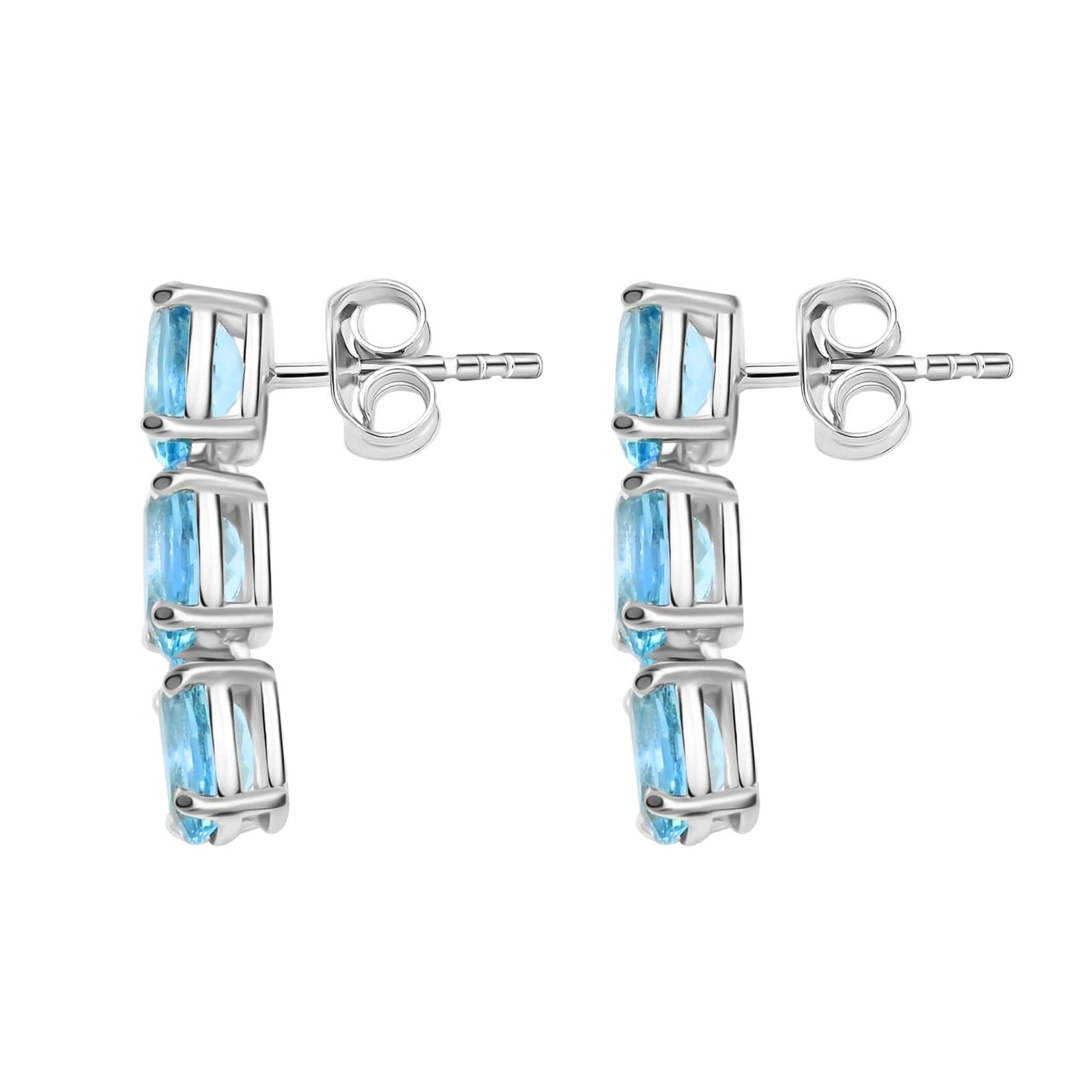 LUXORO zertifizierte und geprüfte AAA Santamaria Aquamarin Trilogie Ohrringe in 585 Weißgold - 2,40 ct.