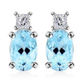 LUXORO zertifizierte und geprüfte AAA Santamaria Aquamarin und Diamant Ohrringe in 585 Weißgold - 1 ct.