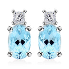 LUXORO zertifizierte und geprüfte AAA Santamaria Aquamarin und Diamant Ohrringe in 585 Weißgold - 1 ct.