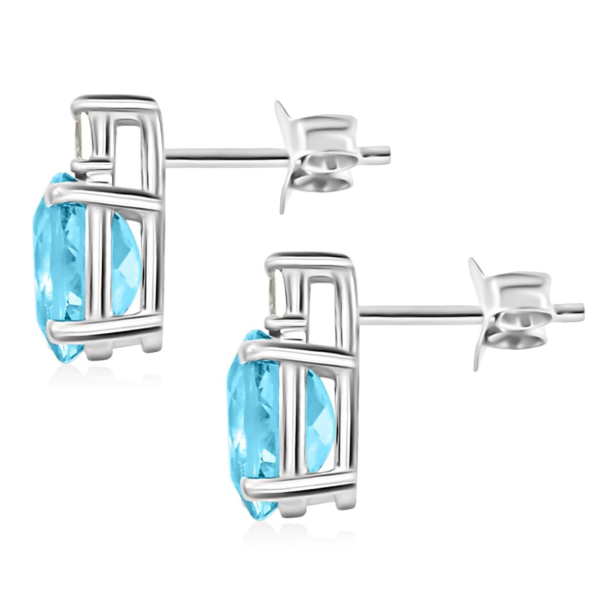 LUXORO zertifizierte und geprüfte AAA Santamaria Aquamarin und Diamant Ohrringe in 585 Weißgold - 1 ct.
