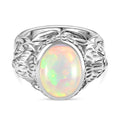 AA Natürlicher, äthiopischer Welo Opal Ring, 925 Silber rhodiniert (Größe 19.00) ca. 4.18 ct
