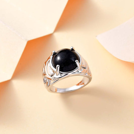 Blauer Sandstein Ring Messing ca. 9,61 ct
