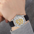 STRADA - Japanisches Uhrwerk, Weißer Kristall schwarzer Uhr, 23.5 cm, Silber