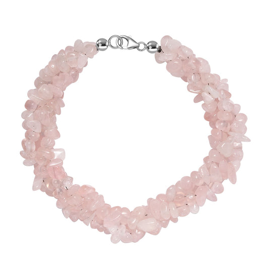 Rosa Morganit Armband ca. 19 cm 925 Silber rhodiniert ca. 105.00 ct