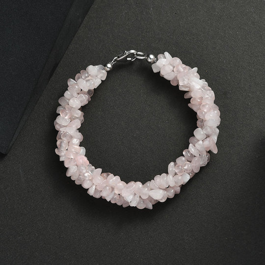 Rosa Morganit Armband ca. 19 cm 925 Silber rhodiniert ca. 105.00 ct