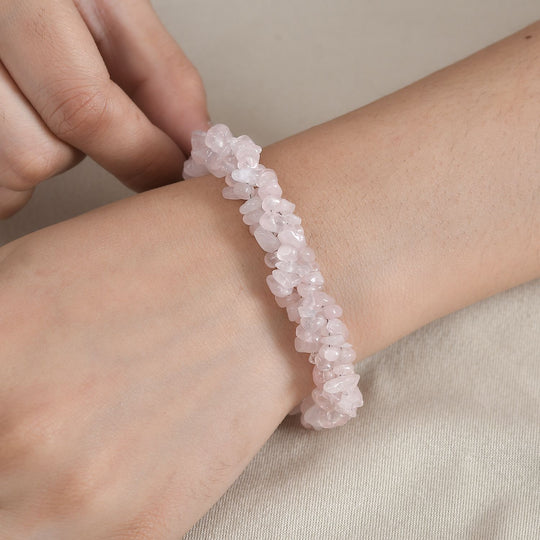 Rosa Morganit Armband ca. 19 cm 925 Silber rhodiniert ca. 105.00 ct