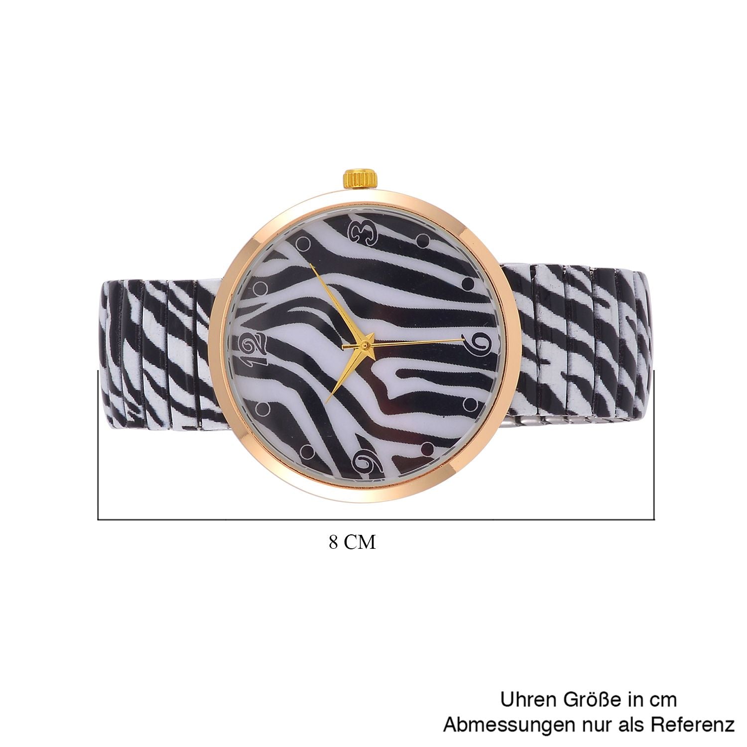 STRADA - Japanisches Uhrwerk, Flexible Uhr, Zebra Muster