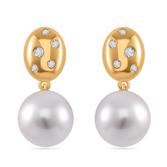Sleeping Beauty Türkis farbe Muschelperle (12 mm), Moissanit Ohrringe 925 Silber vergoldet