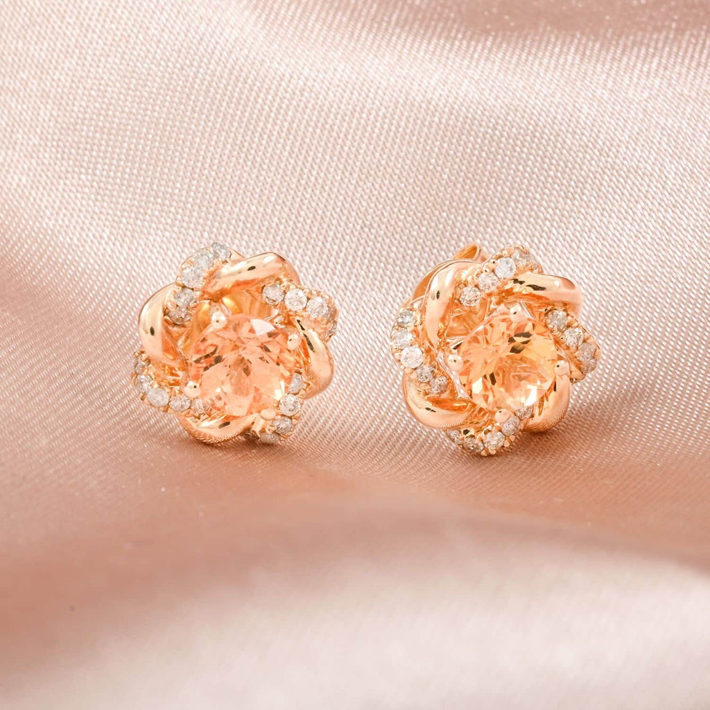 AAA Kaiserlicher Topas, Weißer Diamant AGI zertifiziert Ohrringe 417 Gold ca. 1.37 ct