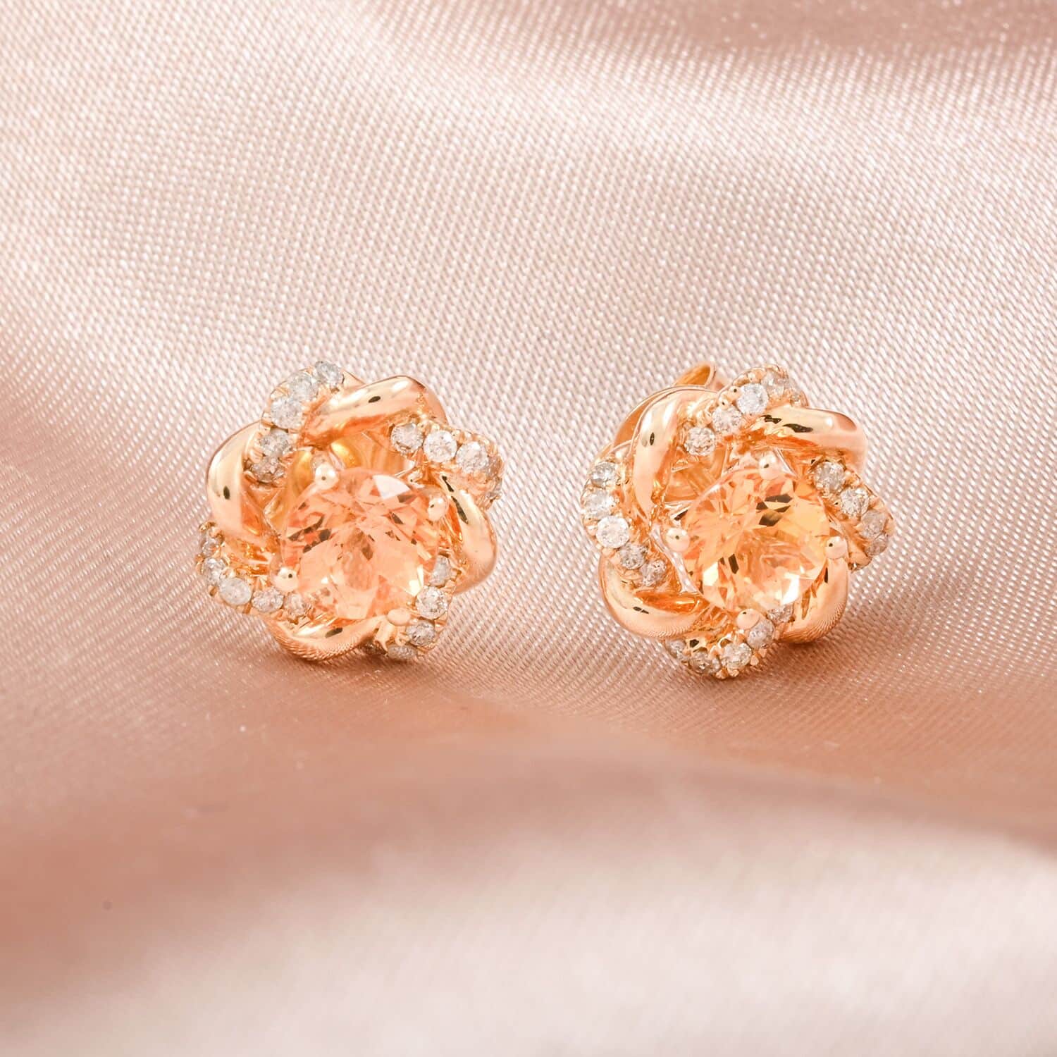 AAA Kaiserlicher Topas, Weißer Diamant AGI zertifiziert Ohrringe 417 Gold ca. 1.37 ct