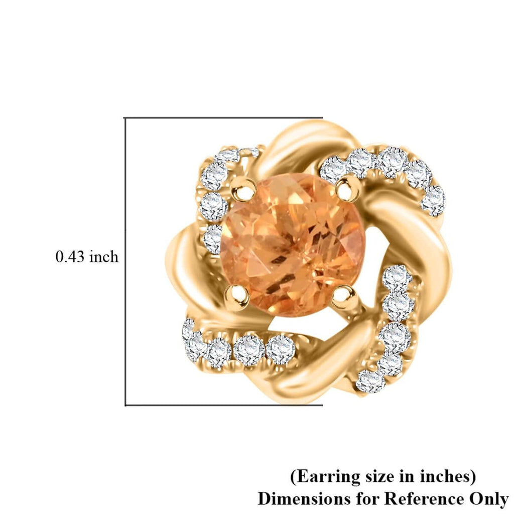 AAA Kaiserlicher Topas, Weißer Diamant AGI zertifiziert Ohrringe 417 Gold ca. 1.37 ct